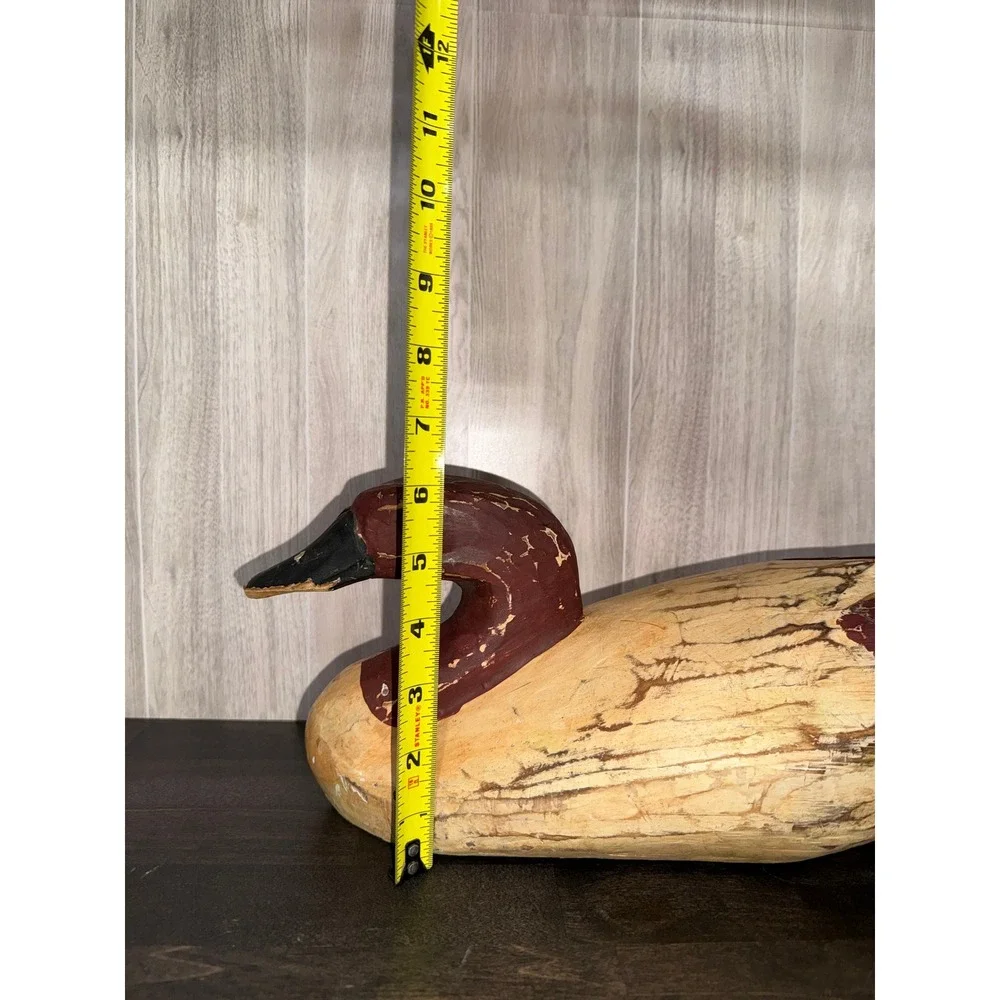 Vintage Hand Carved Wooden Duck‎ Decoy Rustic Folk Art Waterfowl Figurine Decor